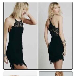 Free People Black Lace Mini Dress